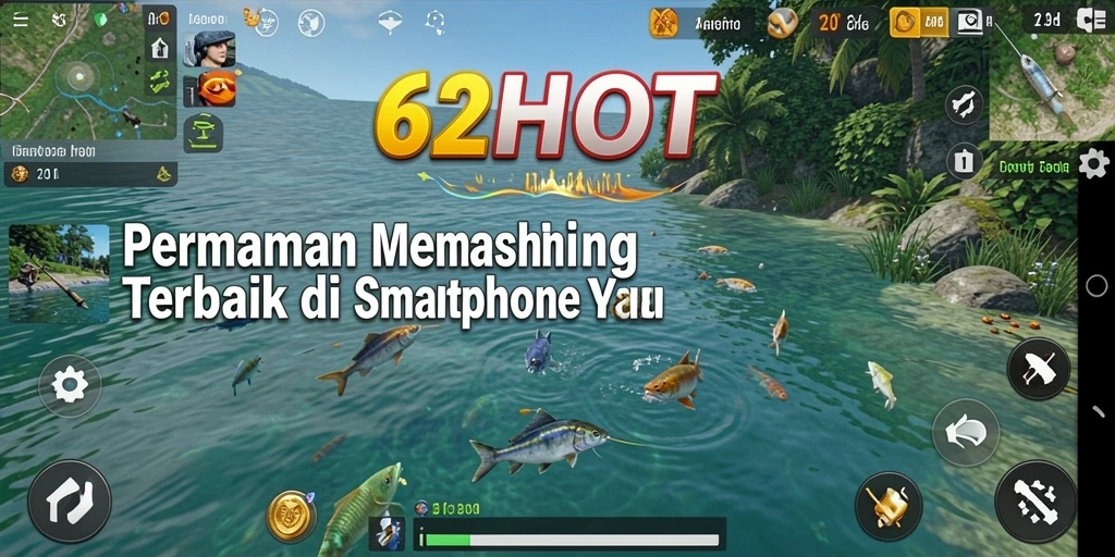 Screenshot gameplay 62HOT yang menampilkan aksi memancing seru.