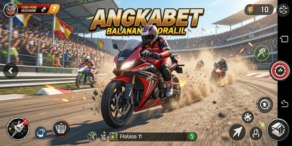 Gameplay menegangkan di ANGKABET saat balapan motor.