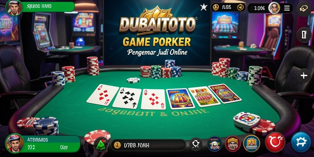 Screenshot utama DUBAITOTO menampilkan gameplay poker yang mendebarkan dan interaktif.