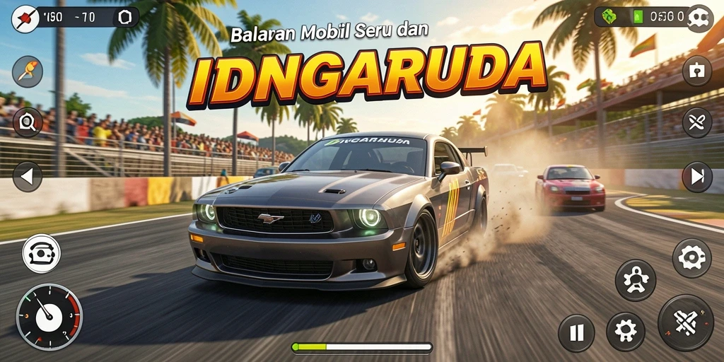 Tampilan gameplay balapan seru dan mendebarkan di IDNGARUDA.