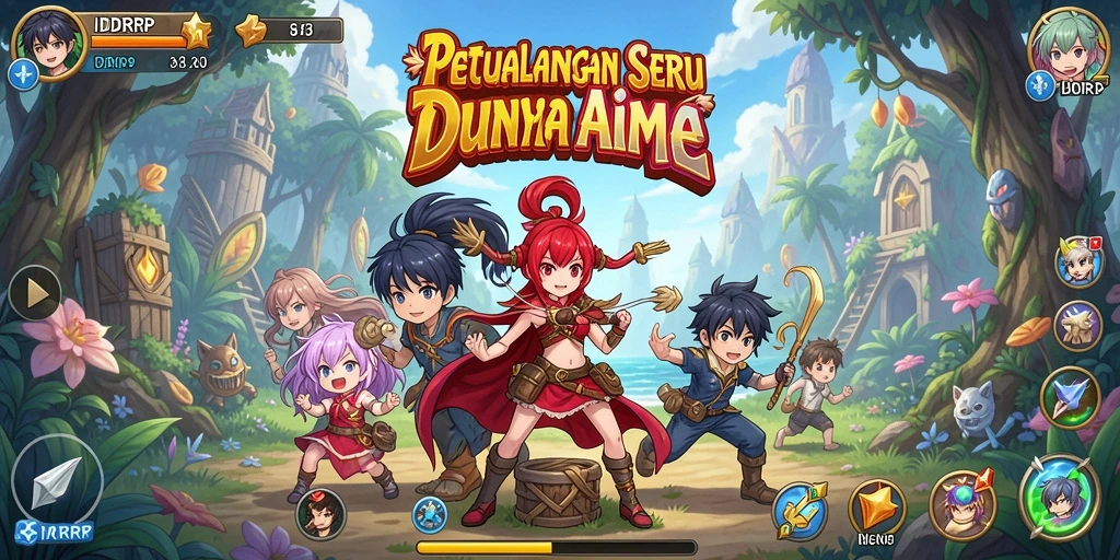 Screenshot utama IDRRP menampilkan pertempuran seru antara karakter anime.