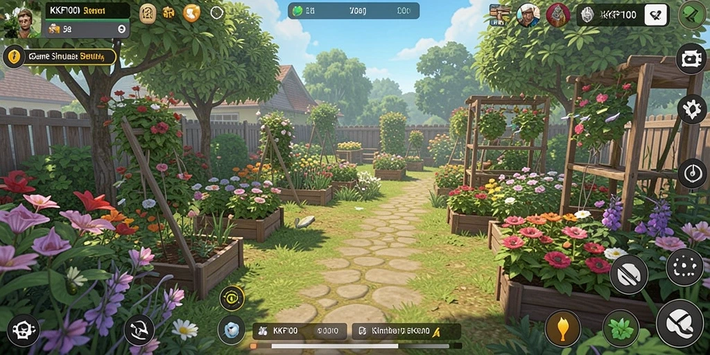 Screenshot menunjukkan gameplay seru dalam membangun kebun virtual.