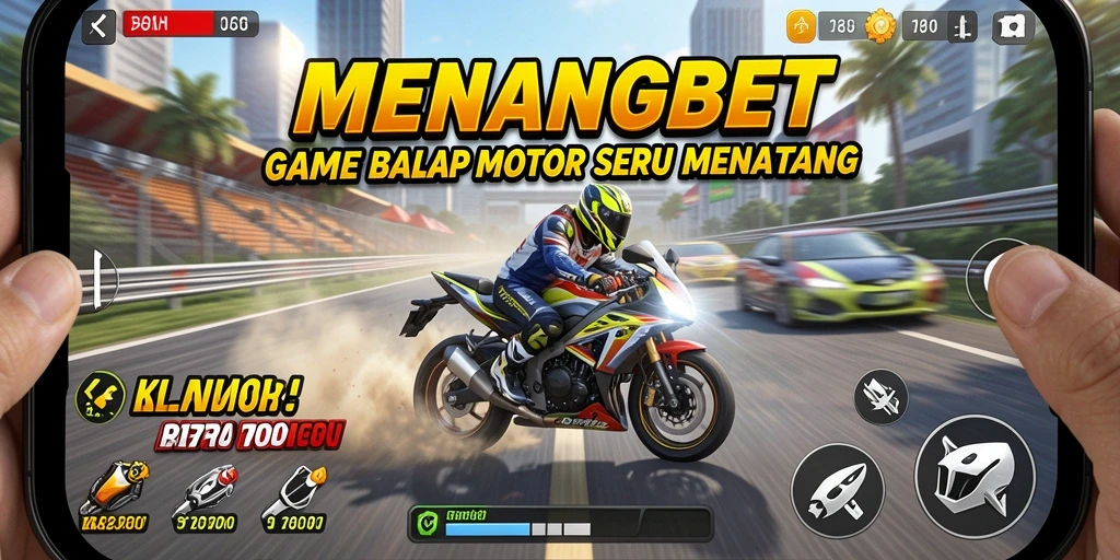 Tampilan atraktif gameplay balap motor MENANGBET yang memacu adrenalin.