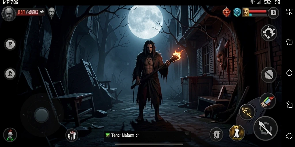 Screenshot gameplay MVP789 menunjukkan karakter di tengah kegelapan.