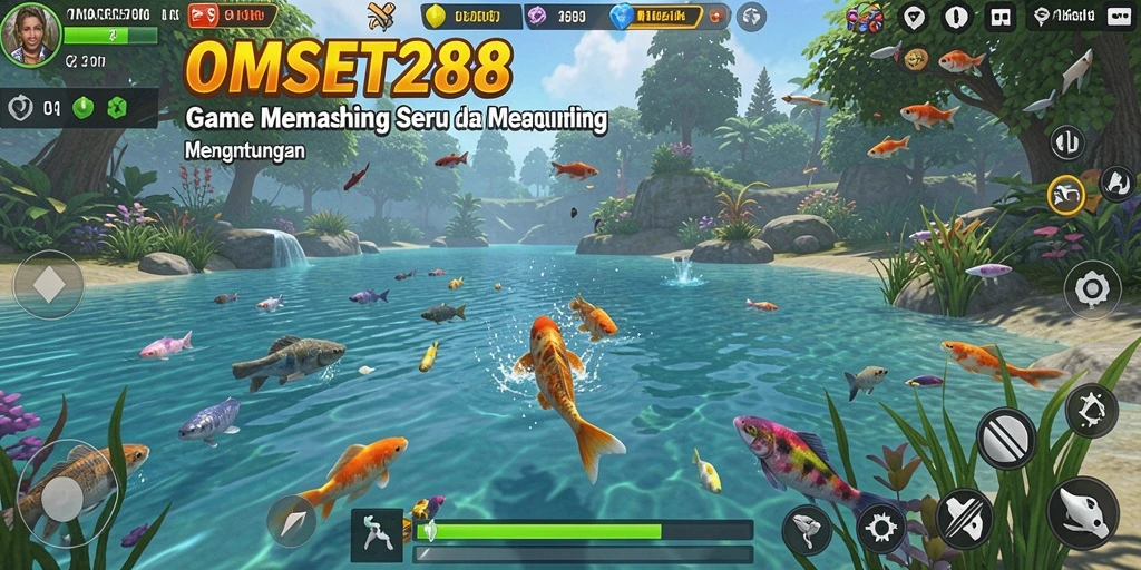 Tampilan grafis memukau saat memancing ikan di laut.
