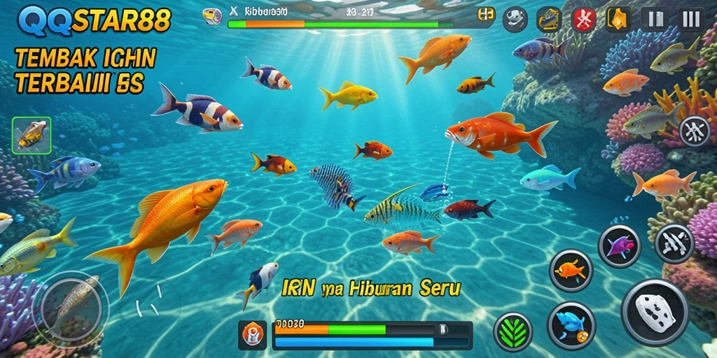 Screenshot utama QQSTAR88 menampilkan aksi seru dalam menangkap ikan.