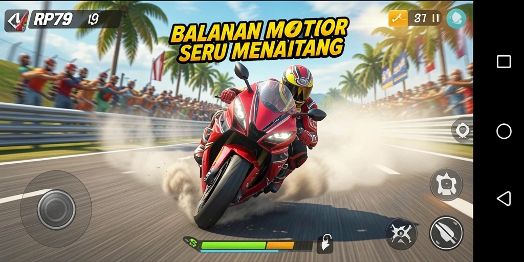 Gameplay RP79 yang mendebarkan saat balapan motor.
