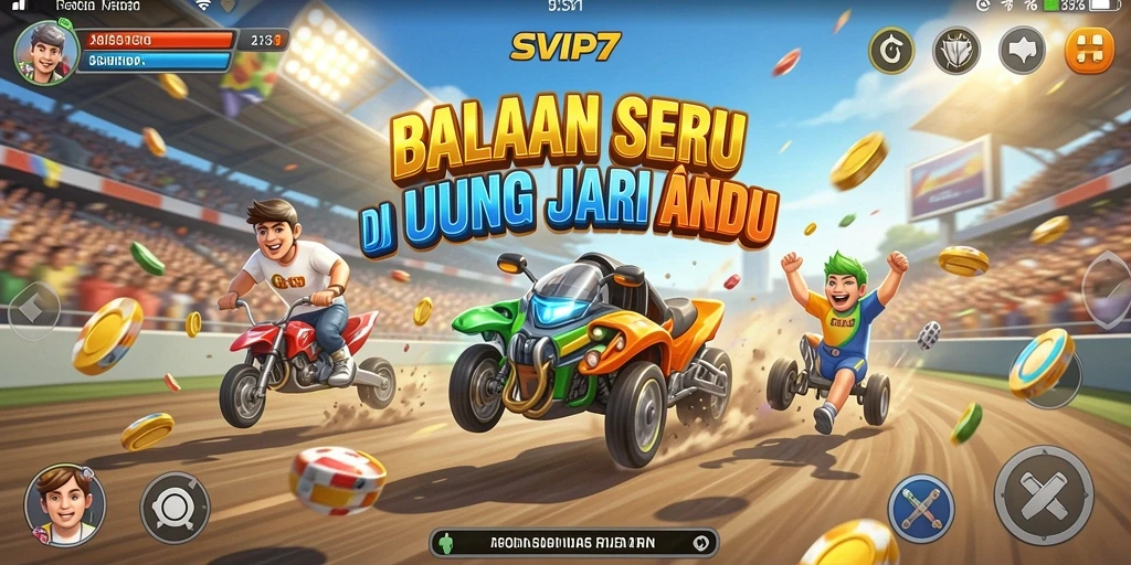 Tampilan gameplay menegangkan dalam balapan mobil di SVIP7.