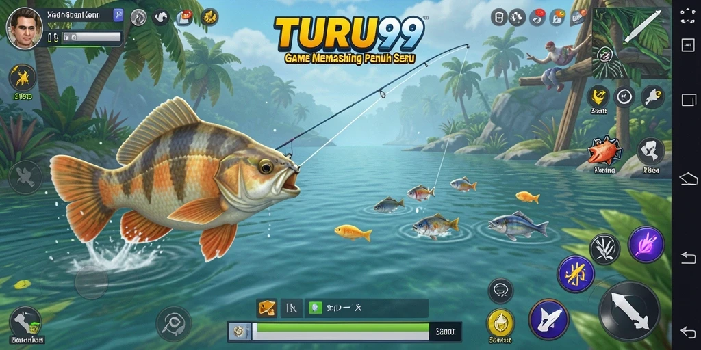 Screenshot TURU99 menampilkan gameplay memancing yang seru dan menawan.